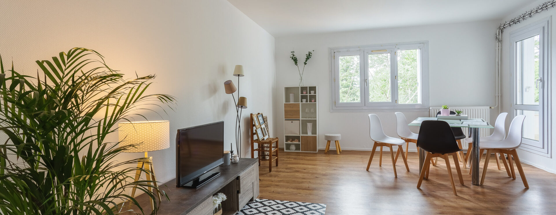 Photo du salon / salle à manger moderne d'un appartement